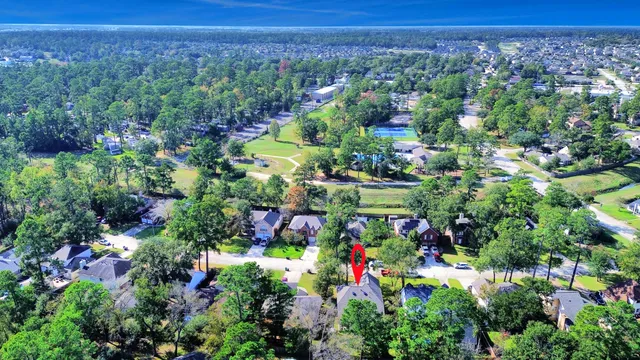 an aerial view of a house