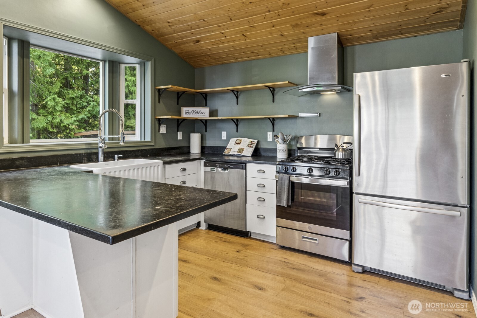 71 Quinault Loop Port Townsend, WA 98368 - Photo 6 of 29 a kitchen with stainless steel appliances granite countertop a sink stove and refrigerator