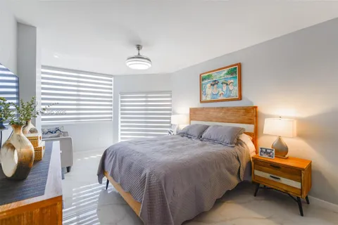a view of a room with a mirror