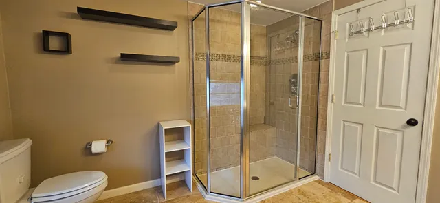 a bathroom with a shower