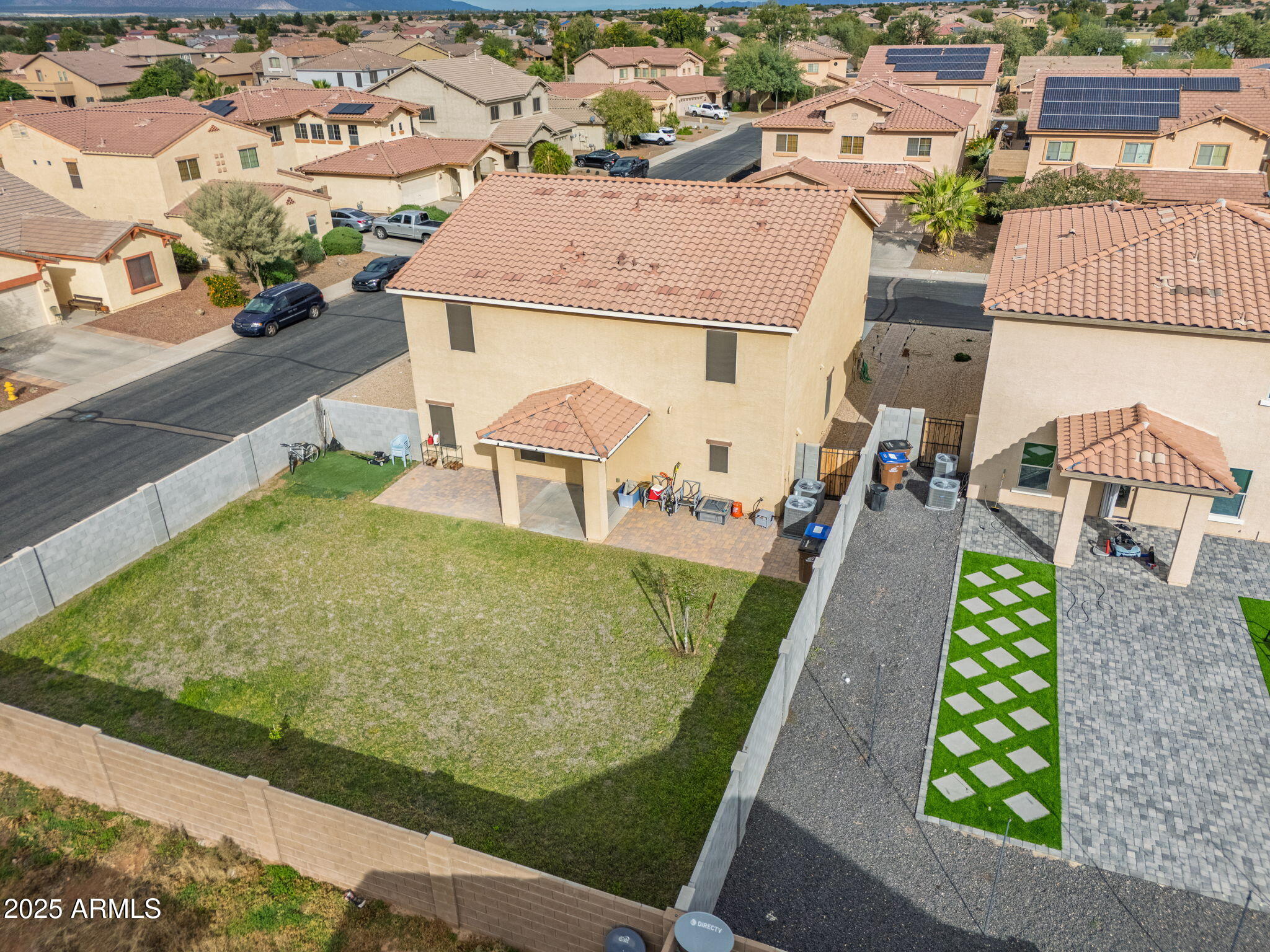 45433 West Sandhill Road Maricopa, AZ 85139 - Photo 32 of 32 an aerial view of a house with swimming pool lawn chairs and yard
