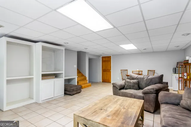 a view of a tree in a yard