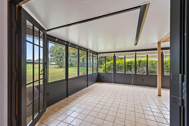 a view of a city from a big room