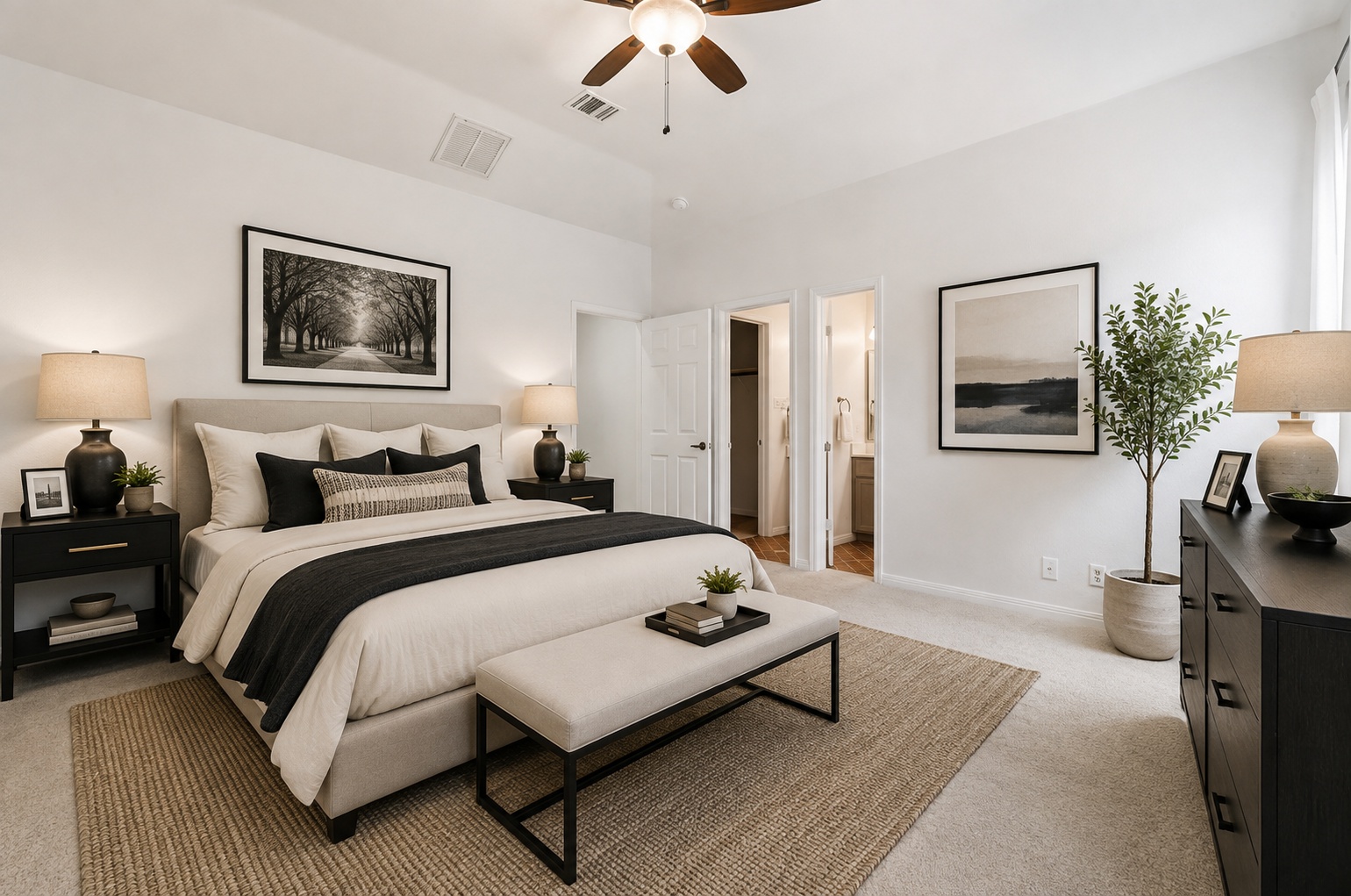 4508 Duval Road, Unit 4401 Austin, TX 78727 - Photo 14 of 26 High ceilings and soft neutral carpeting define this peaceful primary suite retreat.