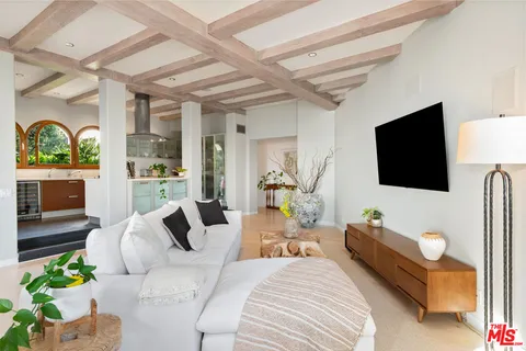 a dining hall with couches a fireplace and a potted plant with outer view