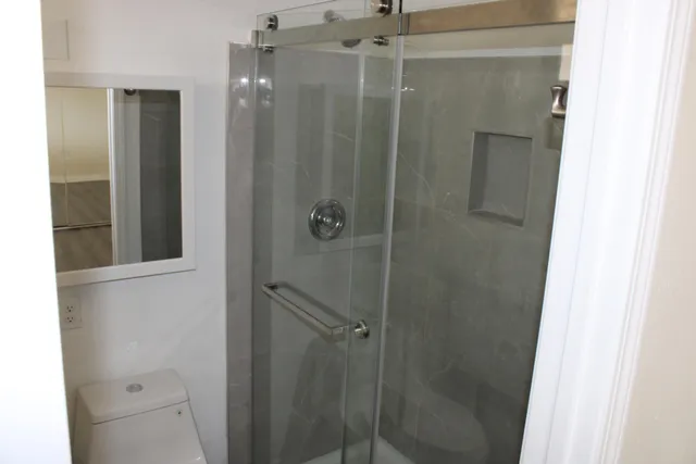a bathroom with a shower