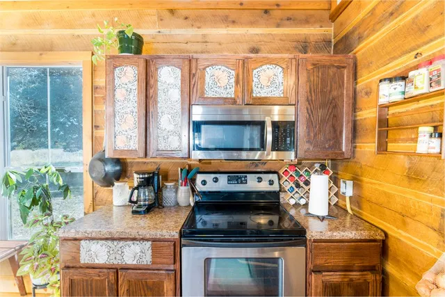 a view of a hallway with painted walls