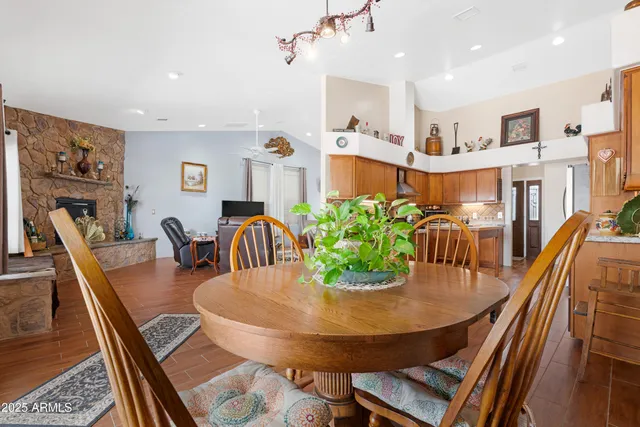 a dining room with furniture