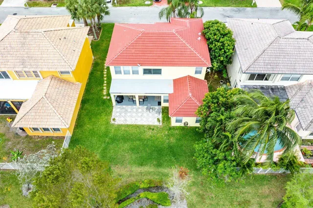 an aerial view of a house