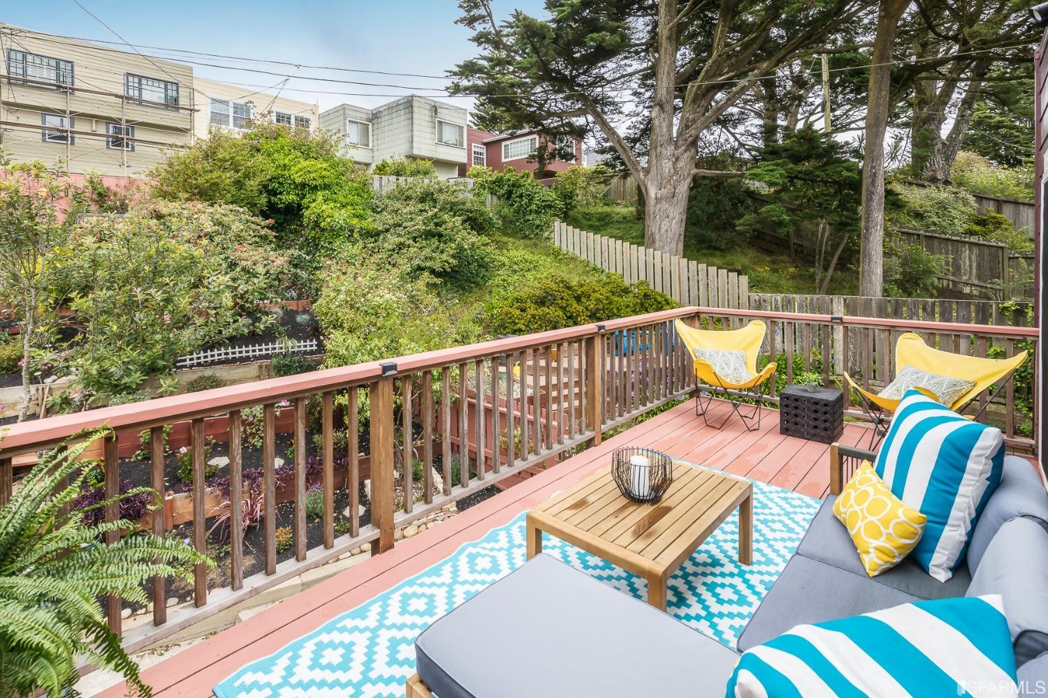 Molimo Drive San Francisco, CA 94127 - Photo 28 of 53 a view of a patio with couches chairs and wooden floor