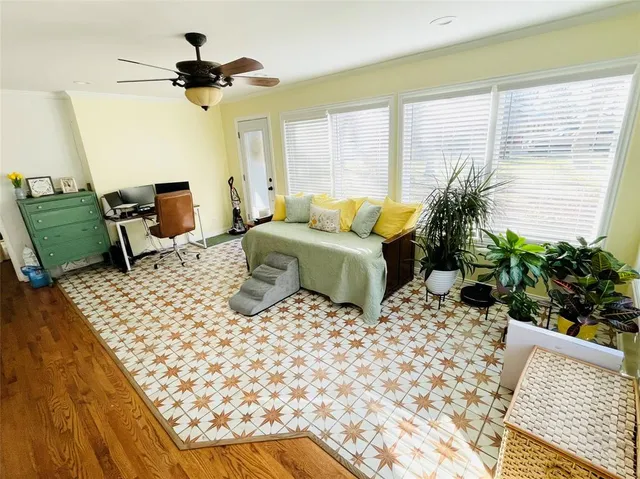 a living room with furniture