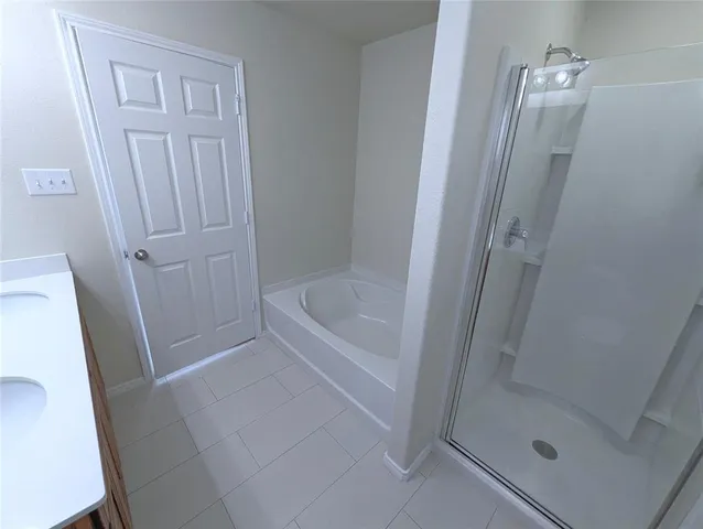 a bathroom with a bathtub