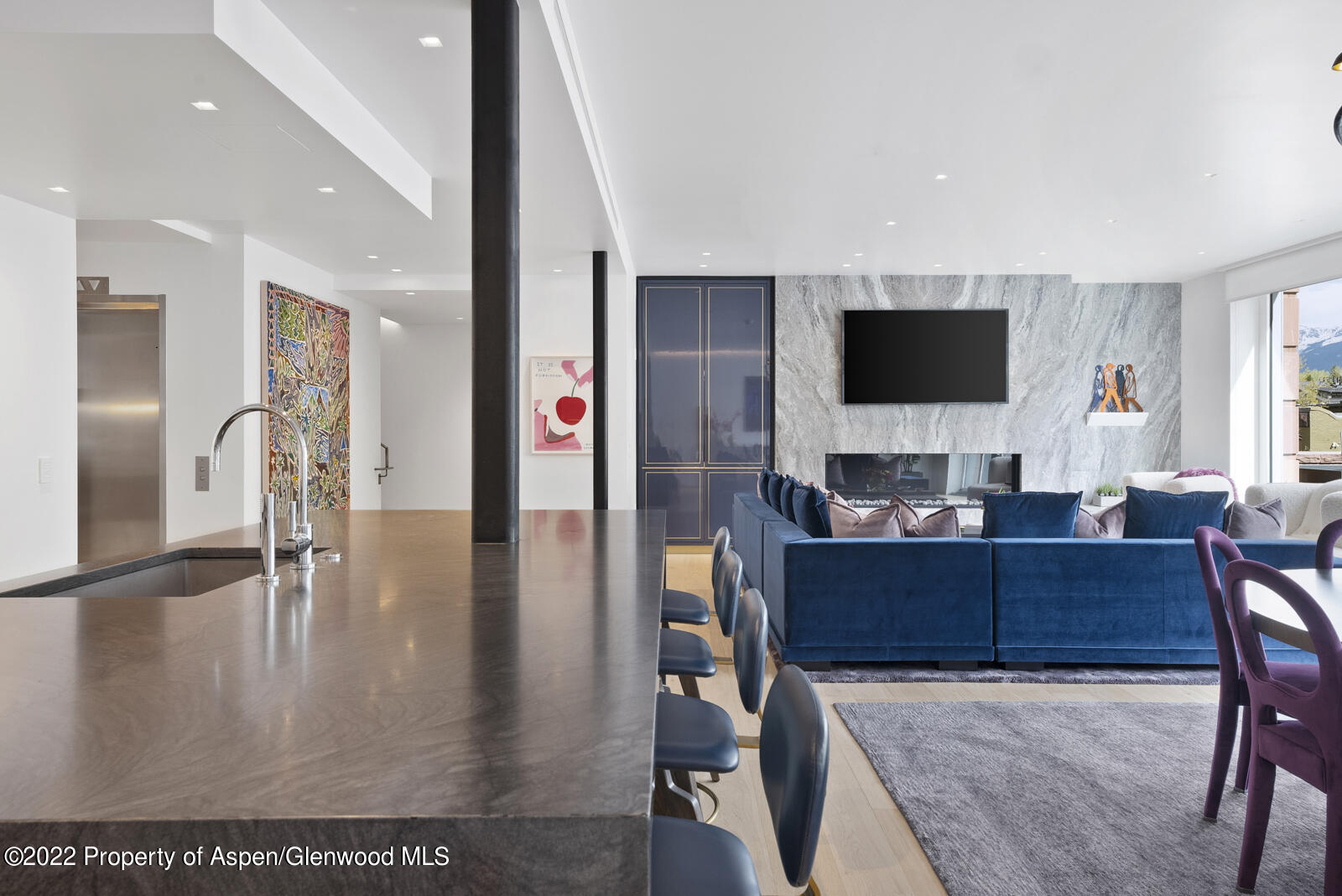 508 East Cooper Avenue, Unit 201 Aspen, CO 81611 - Photo 9 of 54 a living room with furniture and a flat screen tv
