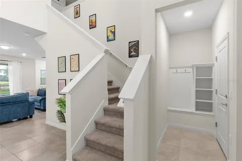 a view of entryway and workspace