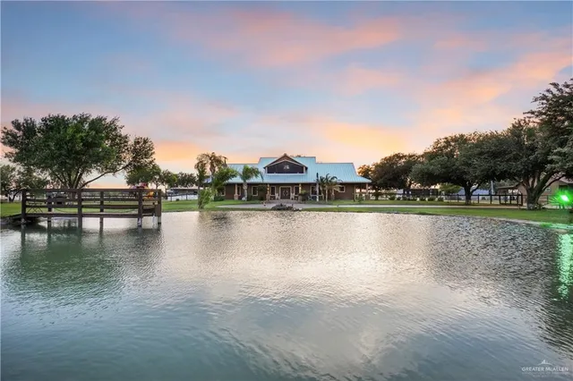 a view of a lake with houses