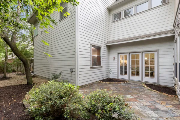 a backyard of a house with lots of green space