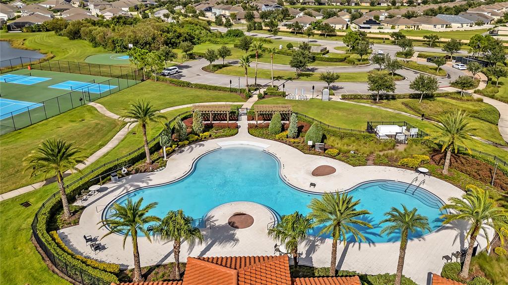 16669 Windmill Forge Pass Wimauma, FL 33598 - Photo 38 of 44 an aerial view of a house with a swimming pool