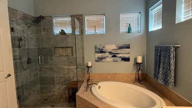 a bathroom with a shower