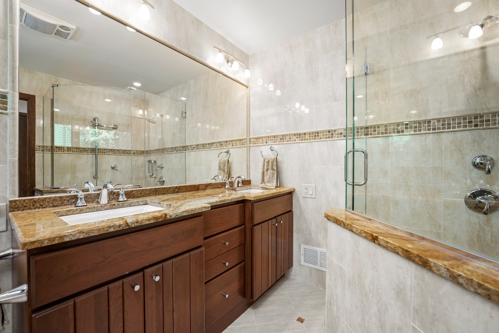 20320 Lea Road Deer Park, IL 60010 - Photo 14 of 31 a bathroom with a double vanity sink and a mirror