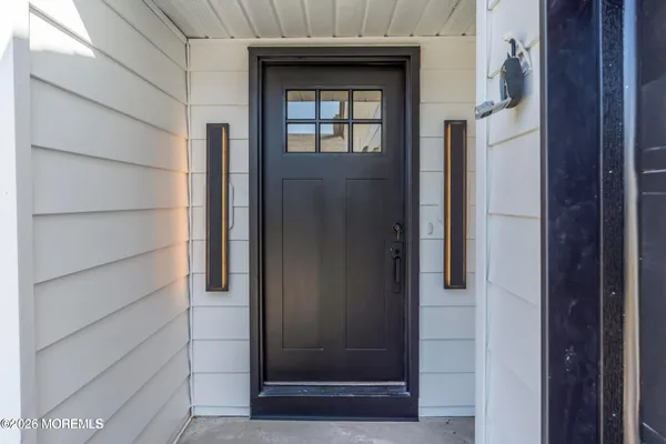 a view of wooden door