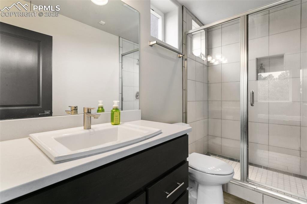 843 Long Timber Monument, CO 80132 - Photo 41 of 50 a bathroom with a sink toilet and shower