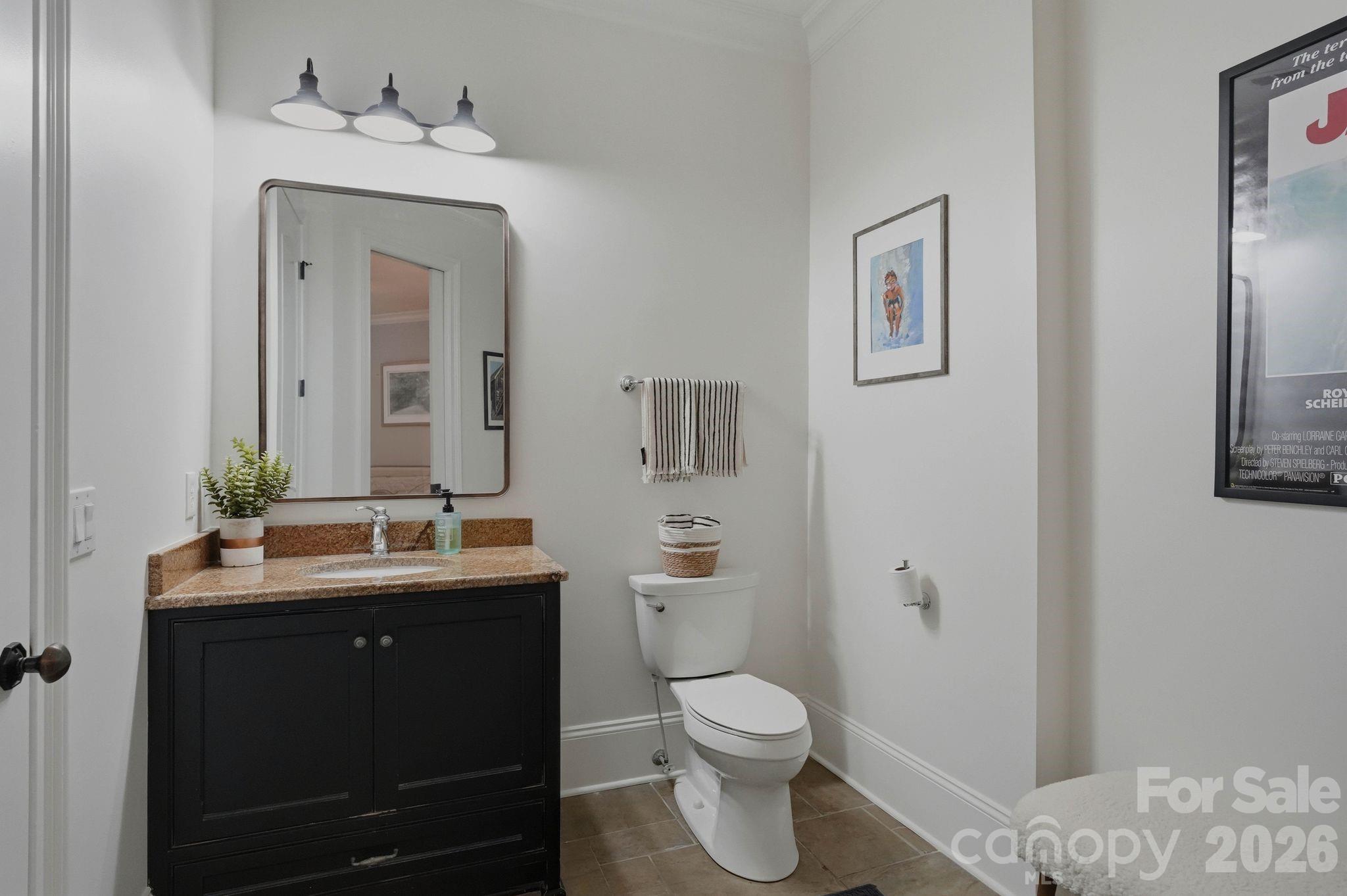 7416 Lee Rea Road Charlotte, NC 28226 - Photo 39 of 48 a bathroom with a toilet a sink and mirror
