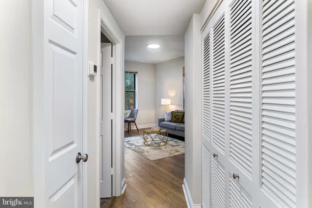 a view of hallway with shower