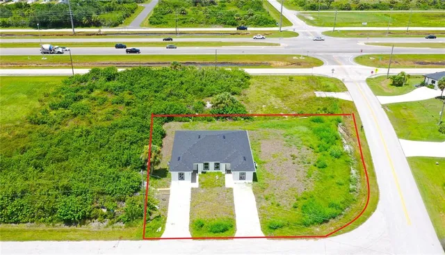 an aerial view of a house