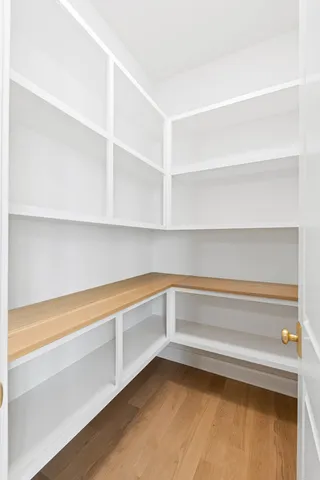 a view of an empty walk in closet