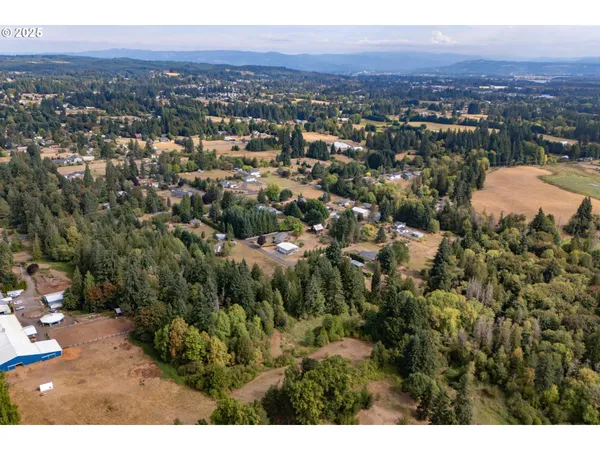 an aerial view of residential houses with city view