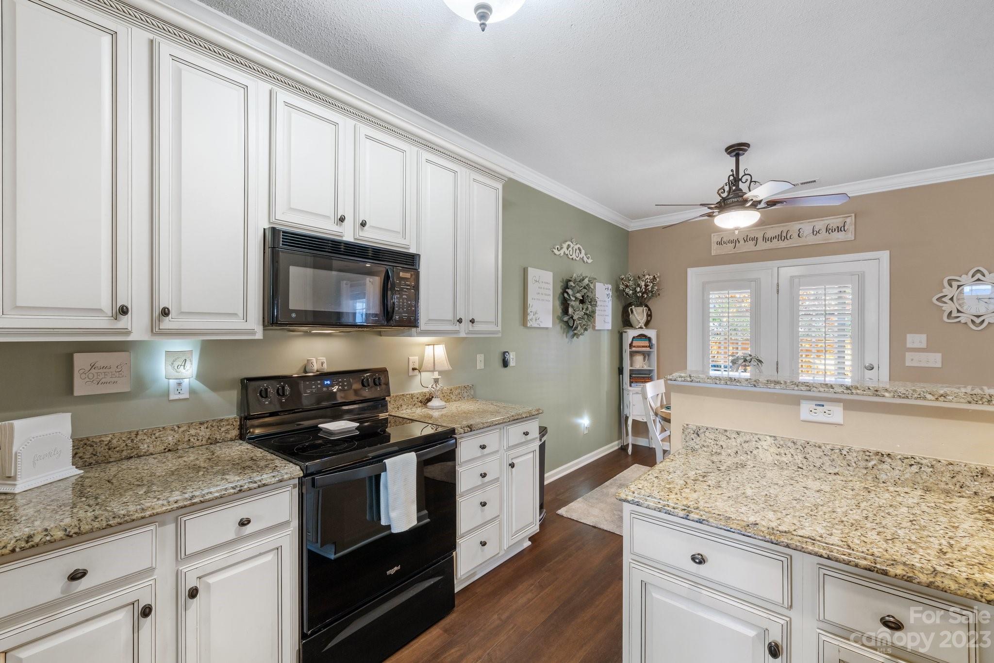 101 Woodfern Road Fletcher, NC 28732 - Photo 12 of 38 a kitchen with granite countertop white cabinets white stainless steel appliances and a sink