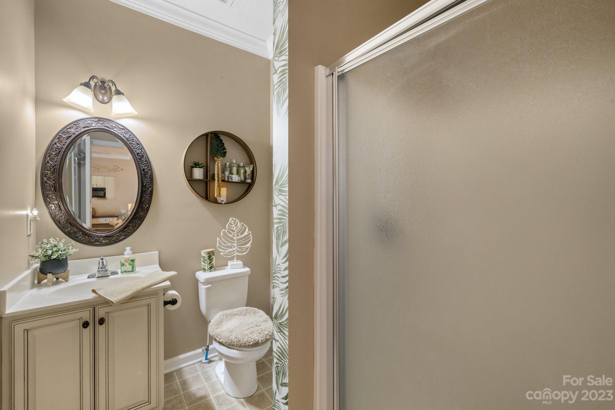 101 Woodfern Road Fletcher, NC 28732 - Photo 16 of 38 a bathroom with a toilet a sink and a mirror