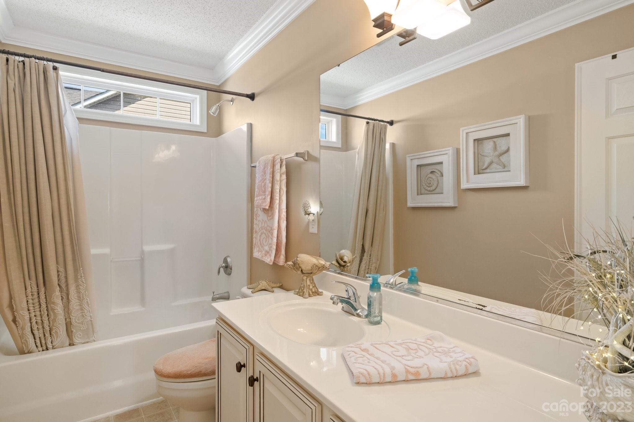 101 Woodfern Road Fletcher, NC 28732 - Photo 25 of 38 a bathroom with a granite countertop sink toilet and shower