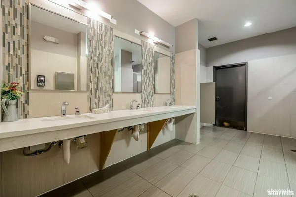 a front view of a building with glass windows