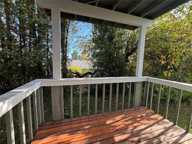 a view of a wooden deck