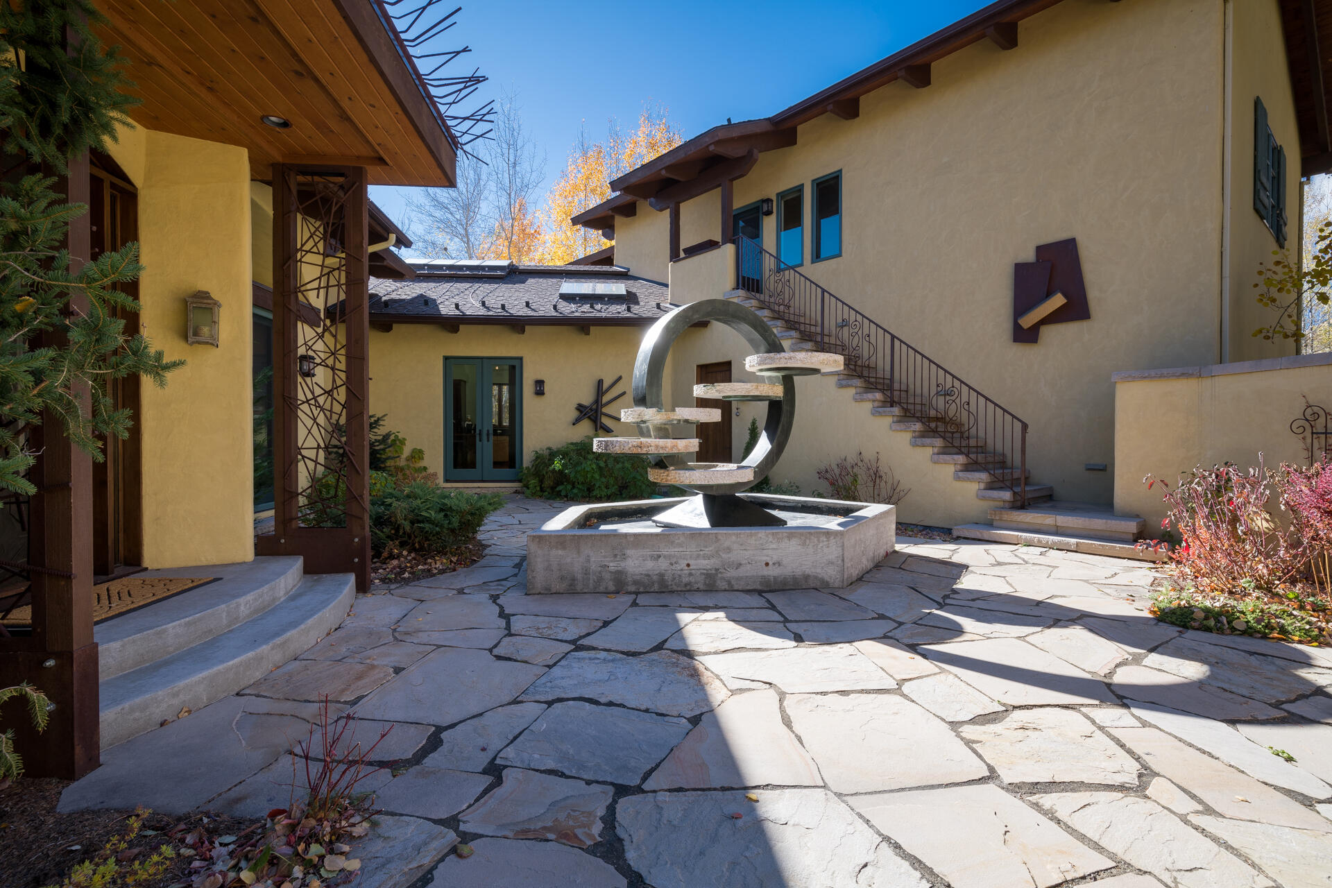 35 Greenhorn Road Blaine County, ID 83333 - Photo 3 of 55 Entry courtyard water sculpture