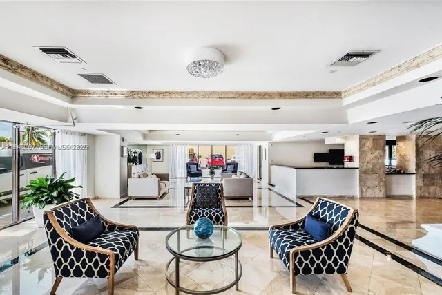 a view of a park with palm trees