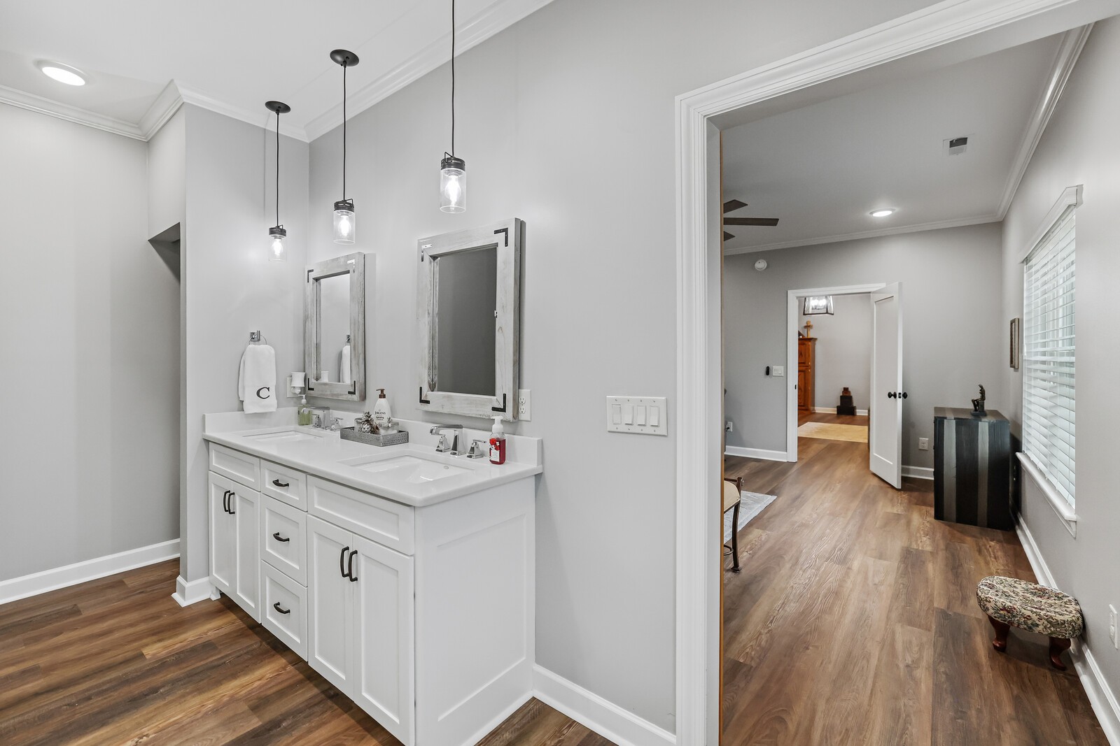 2095 Linwood Road Watertown, TN 37184 - Photo 28 of 52 a bathroom with a double vanity sink and a mirror