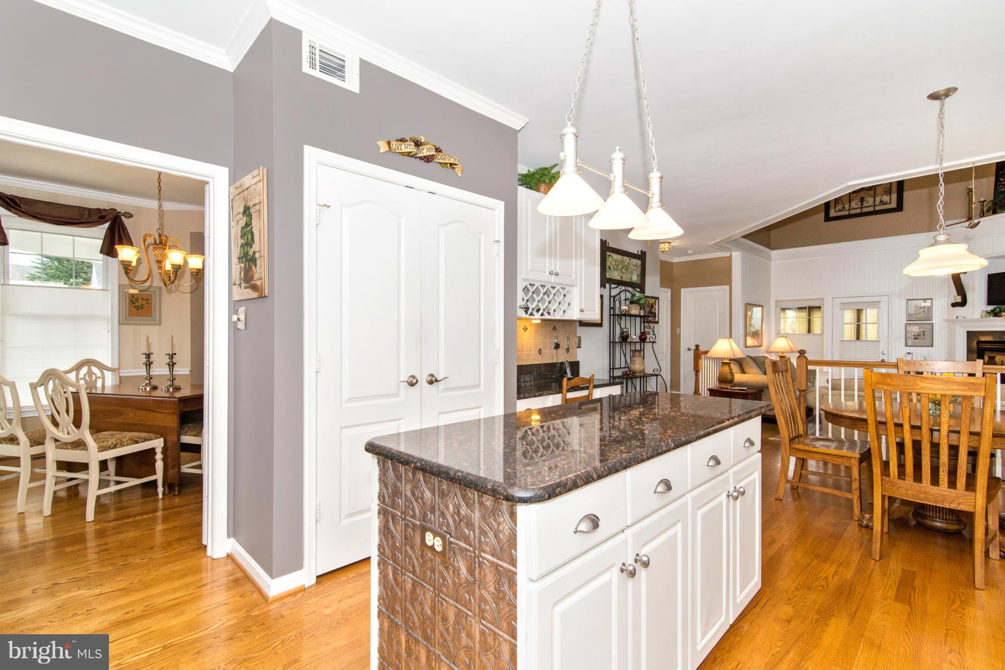2519 Bear Den Road Frederick, MD 21701 - Photo 18 of 30 a kitchen with stainless steel appliances granite countertop a table chairs and a chandelier