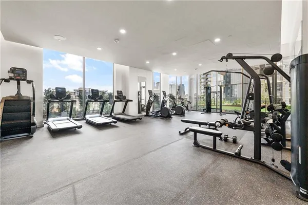 a view of a room with gym equipment