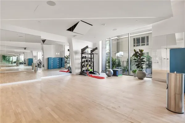 a view of a room with gym equipment