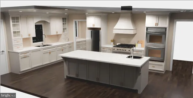 a kitchen with a sink stainless steel appliances and cabinets