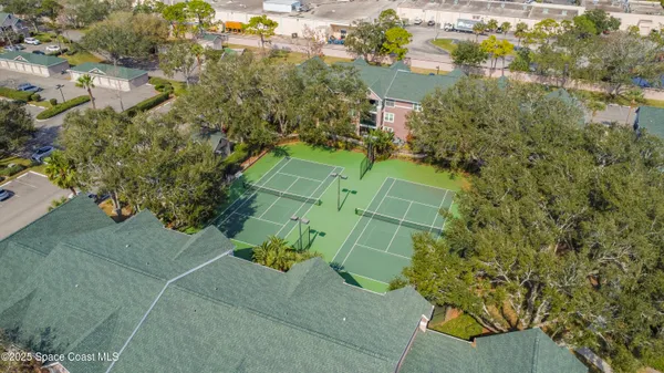 an aerial view of a house