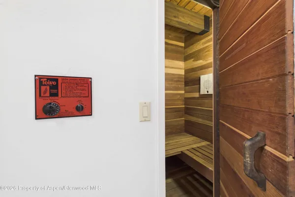 a bathroom with a door