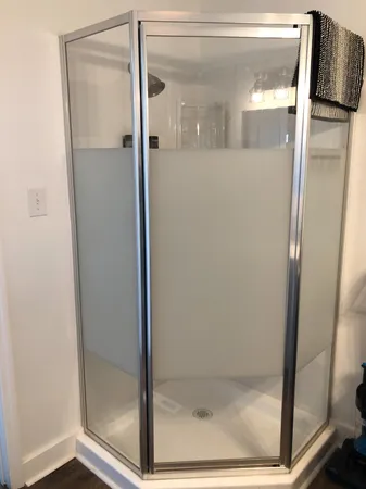 a view of a room that has a window