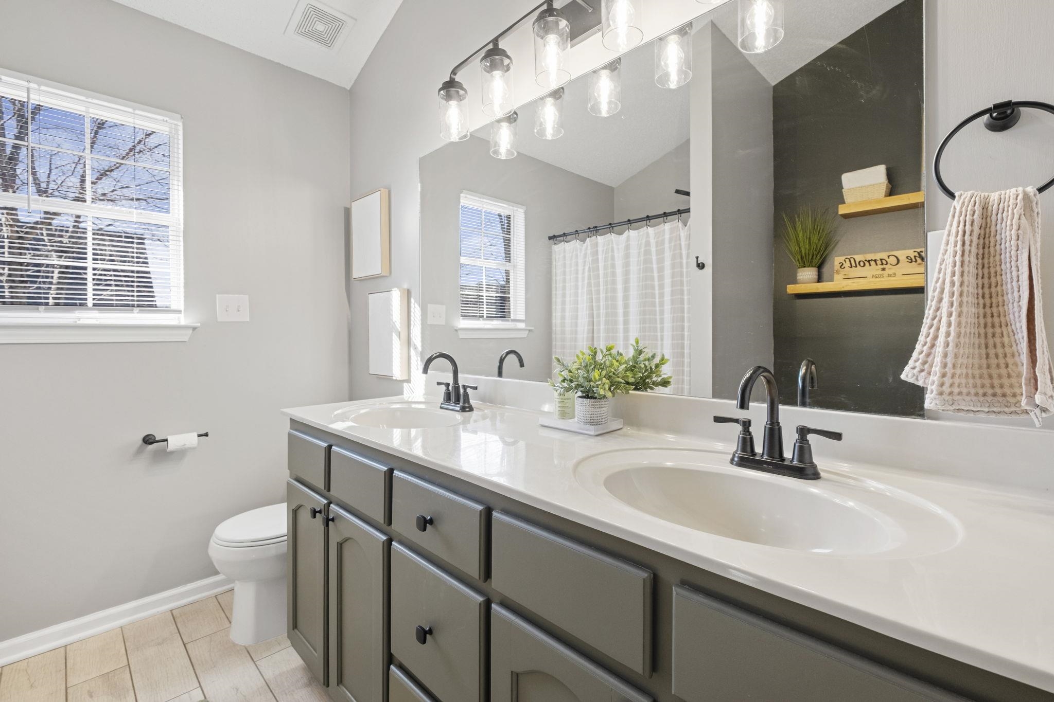 6411 Sandbourne West Olive Branch, MS 38654 - Photo 3 of 22 a bathroom with a sink a toilet and a mirror