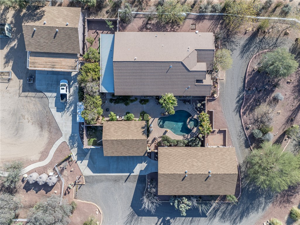 14158 Calabasas Road Yucca, AZ 86438 - Photo 8 of 99 Drone / aerial view of home and pool
