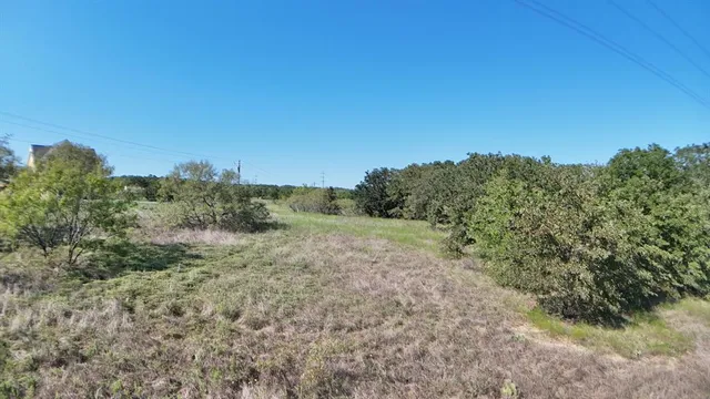 a view of a field of grass and trees
