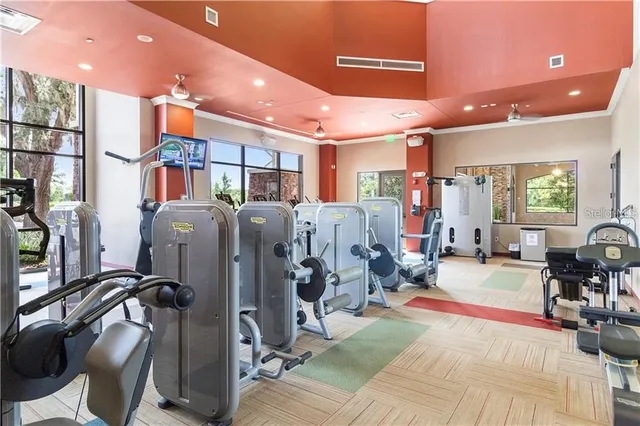 a view of a room with gym equipment