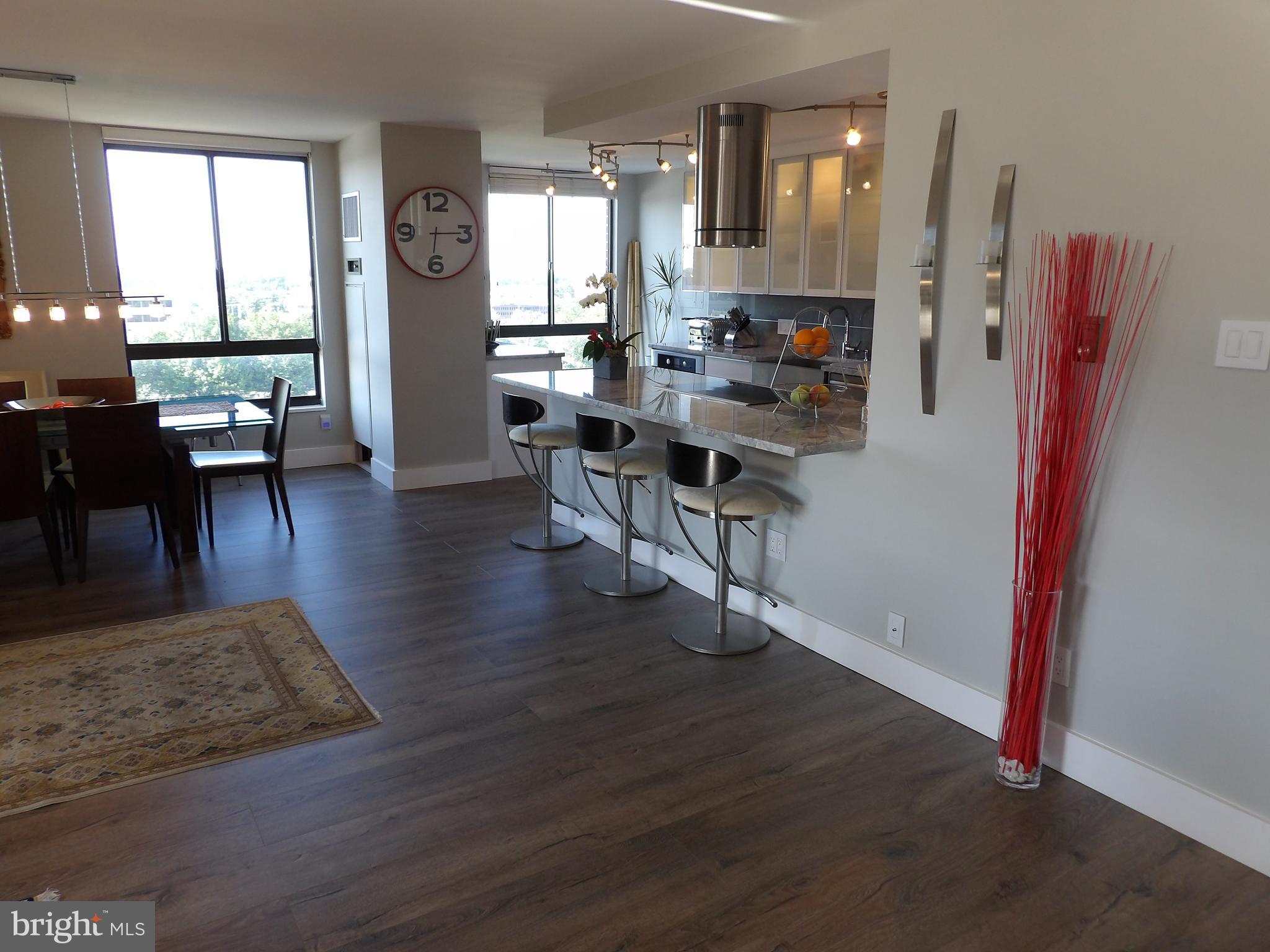 1800 Old Meadow Road, Unit 902 McLean, VA 22102 - Photo 5 of 67 a living room with stainless steel appliances furniture a rug and a large window
